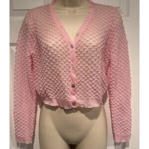Zara Sheer Scalloped Pink Women's Medium Fairy Whimsical Elegant Cardigan party